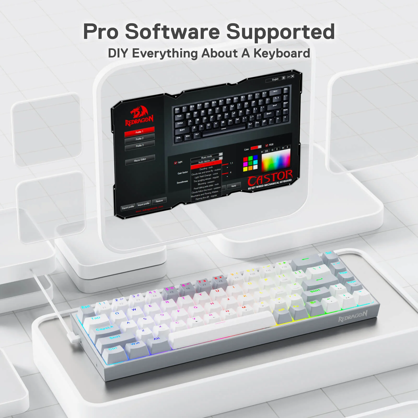 CASTOR K631 Grey 65% Wired RGB Gaming Keyboard - Image 7