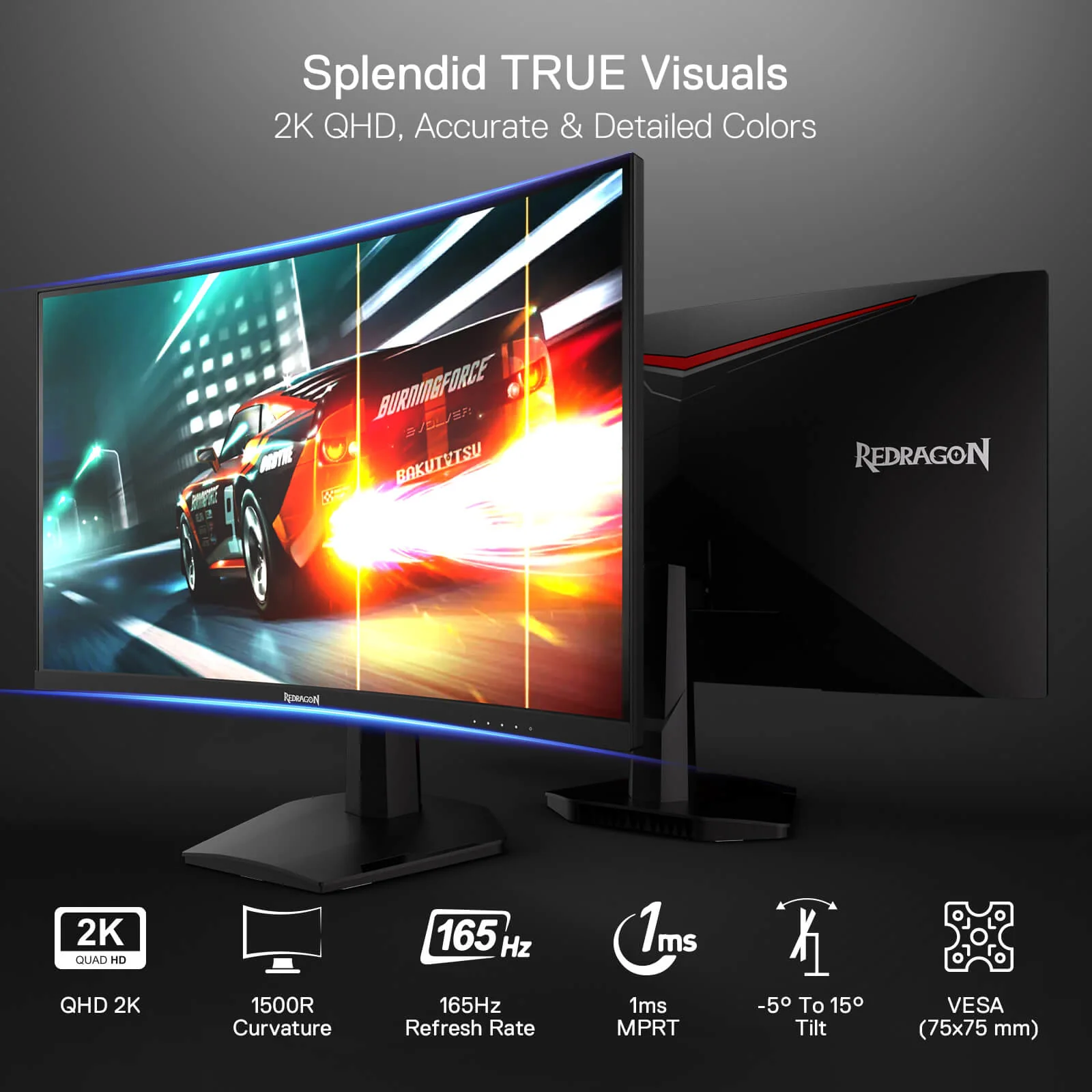 CORAL 27" 144hz/165HZ Curve Gaming Monitor - Image 4