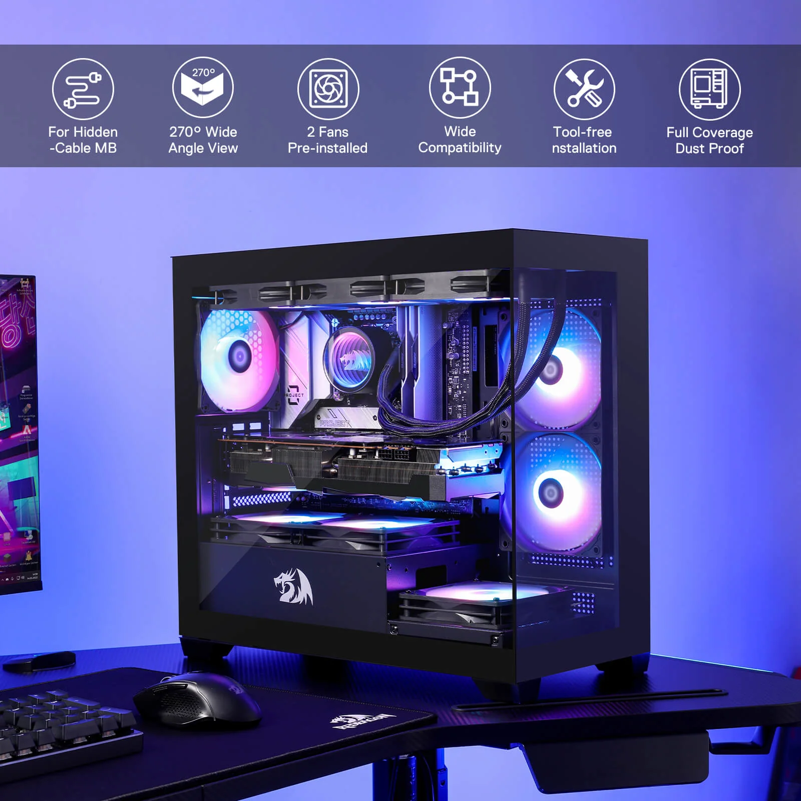 GRINDOR GC218M M-ATX Gaming PC Case - Image 4