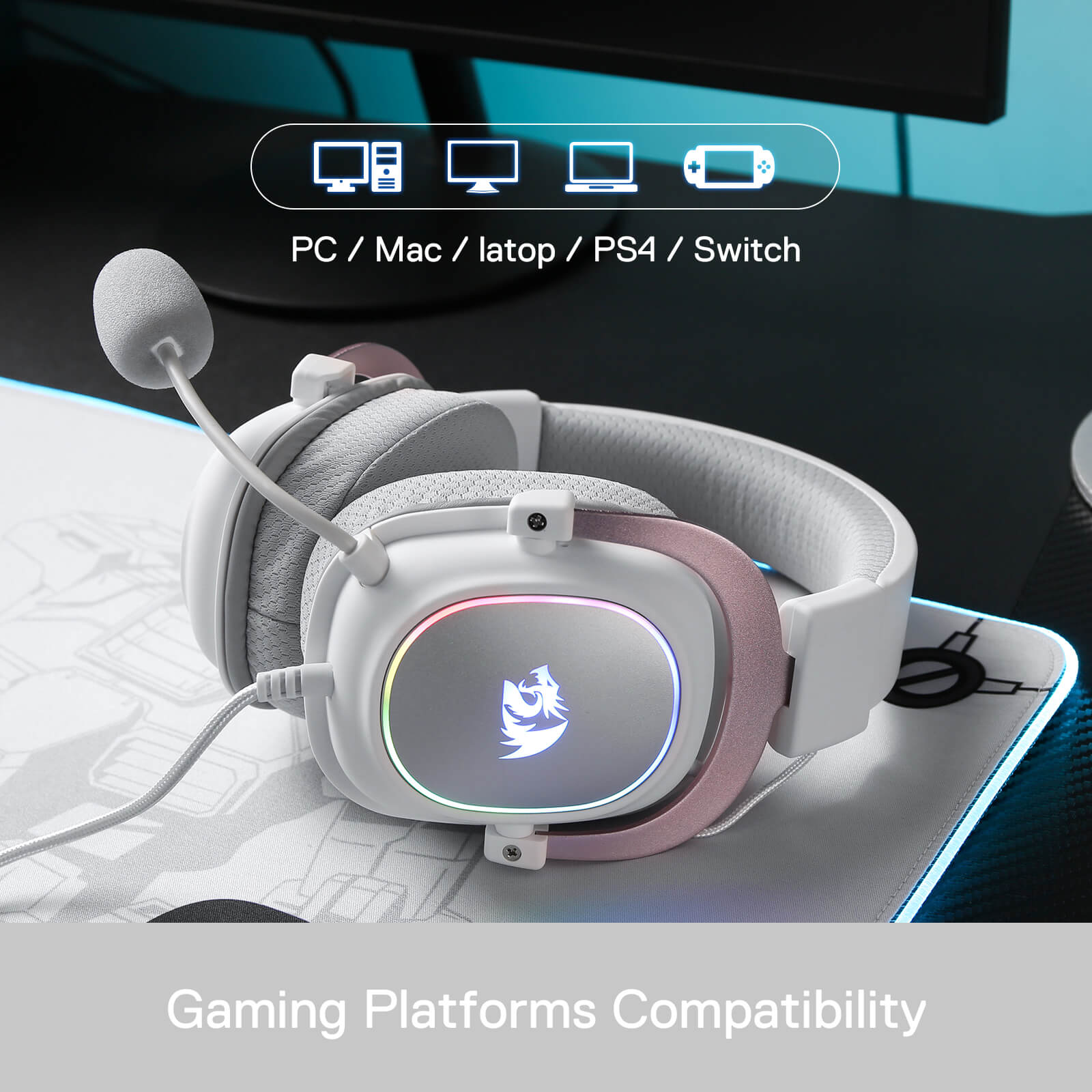 H510 ZEUS-X RGB White Wired Gaming Headset - Image 15