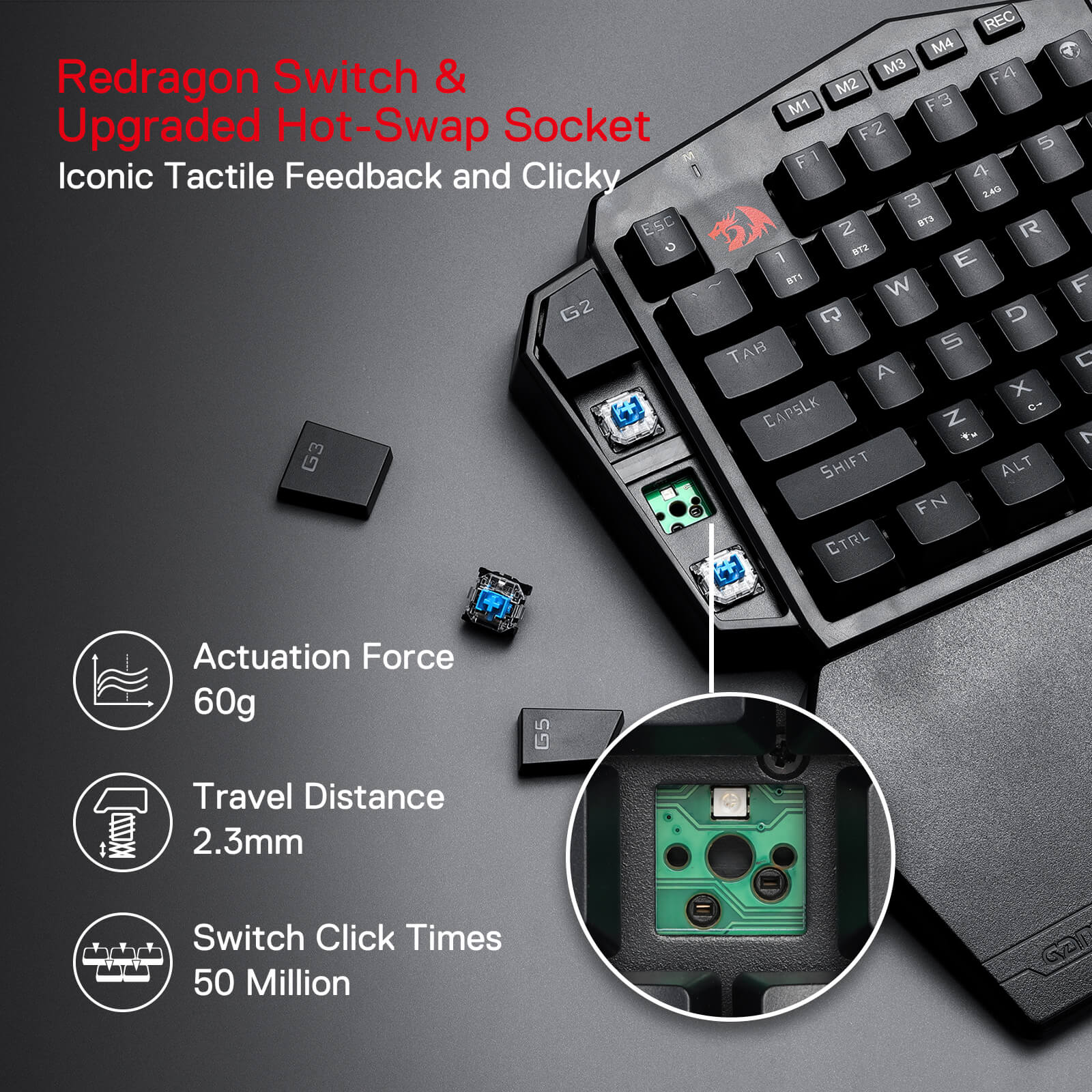 (Open-box) DITI K585 Pro Wireless One-Handed Gaming Keyboard - Image 10