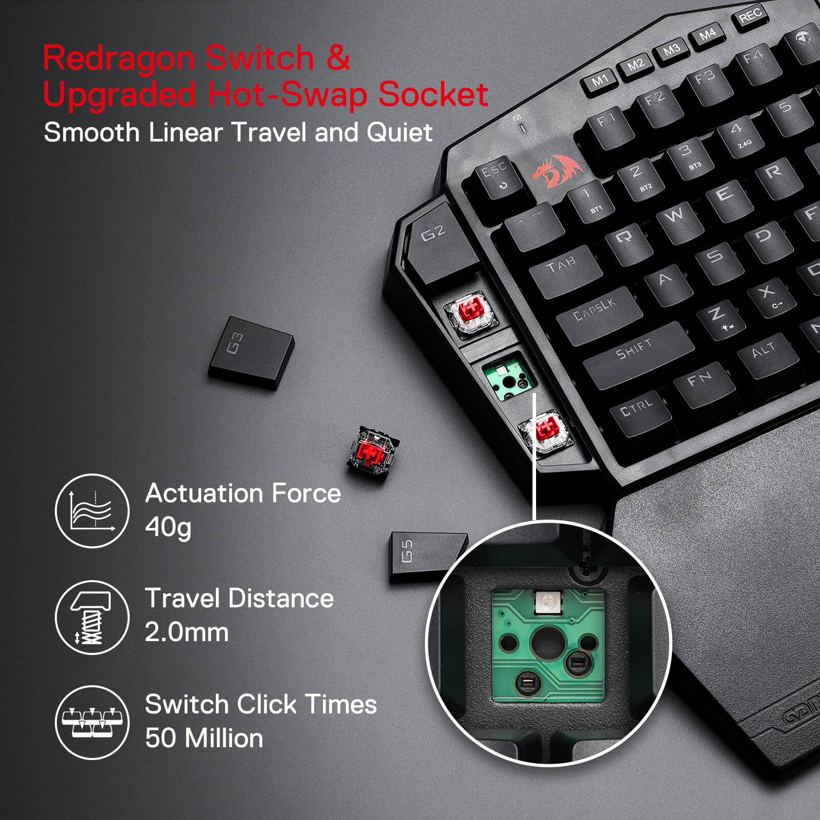 (Open-box) DITI K585 Pro Wireless One-Handed Gaming Keyboard - Image 11
