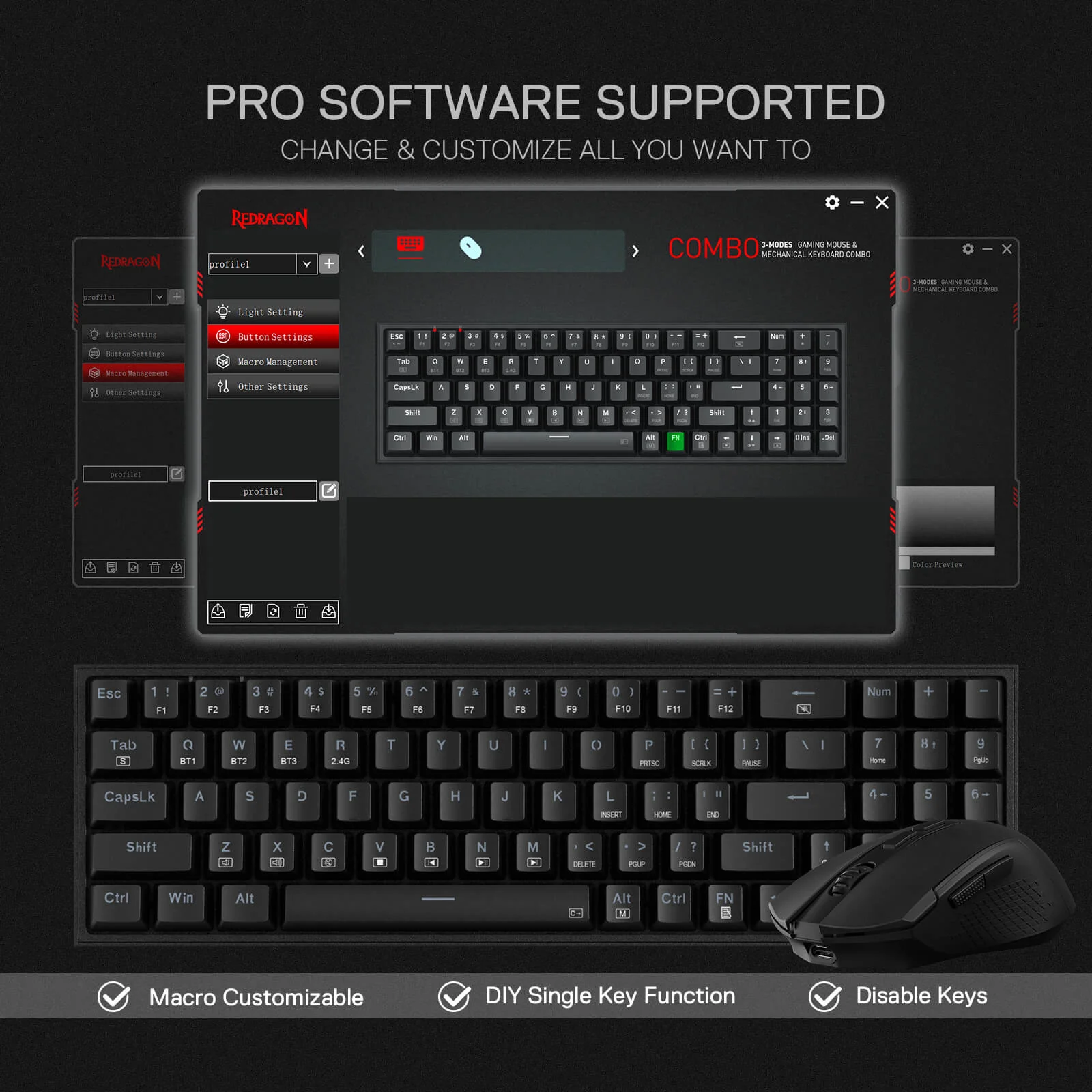 K628 75% Mechanical Gaming Keyboard M693 Gaming Mouse Tri-Modes Combo - Image 8