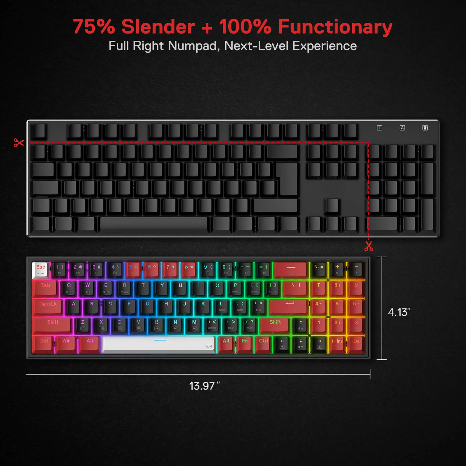(Open-box) POLLUX K628 PRO 75% Wireless Gaming Keyboard - Image 11