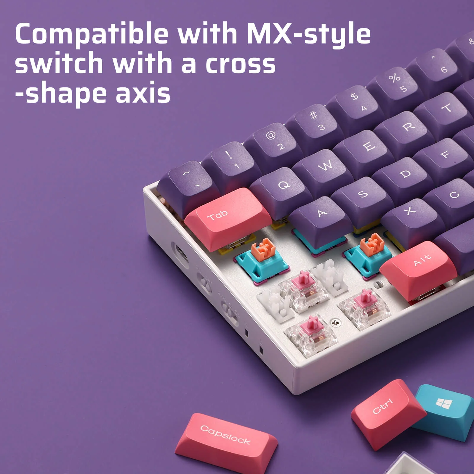 (Only Keycaps) Redragon x LTC PBT Double Shot 112-Key Sublimation Keycaps Set, KDA Profile for ANSI Layout 61/68/84/87/98/104 Keys Mechanical Keyboard, Neon Purple - Image 9