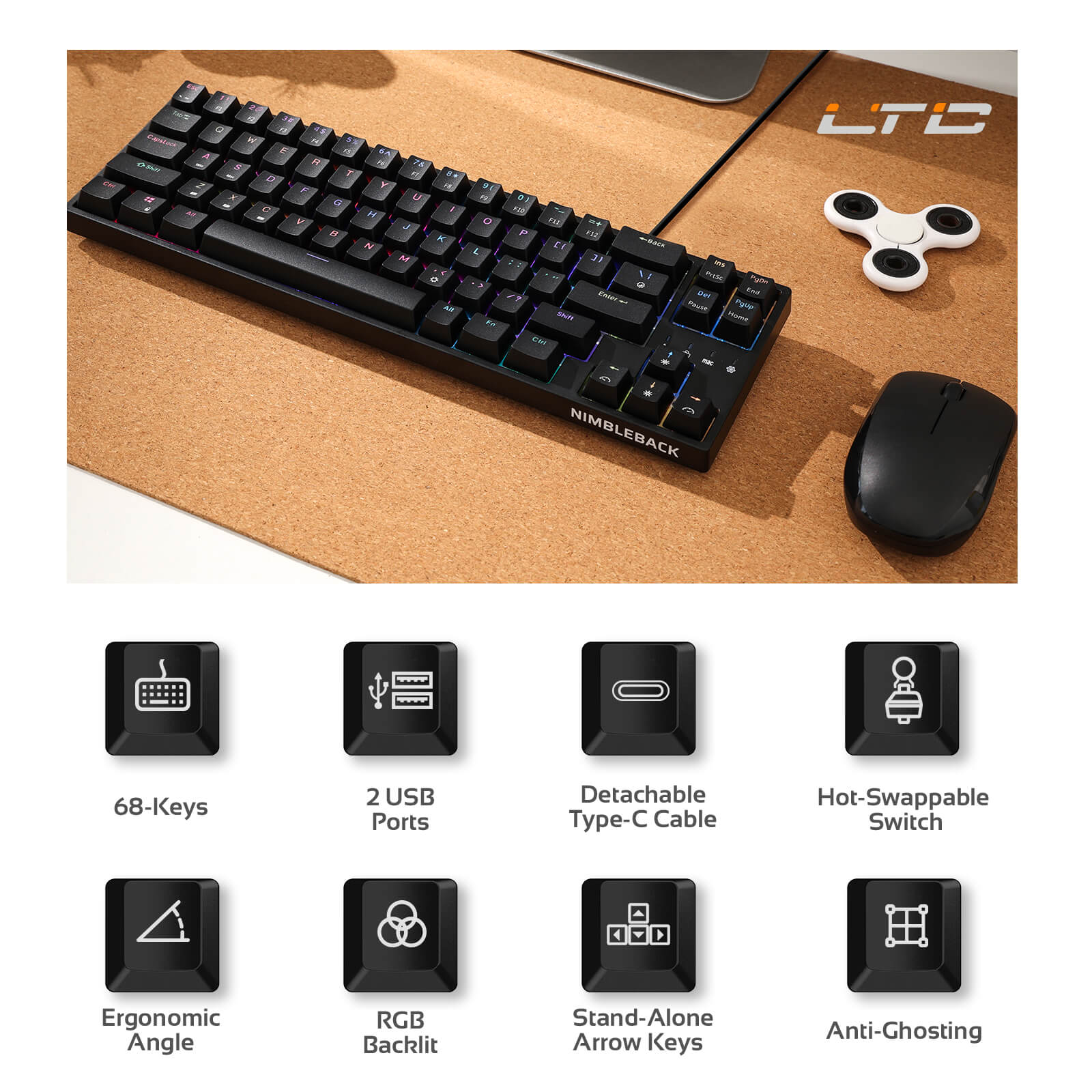 Redragon X LTC NB681 68 Keys Wired Mechanical Keyboard (Ships to US Only) - Image 3