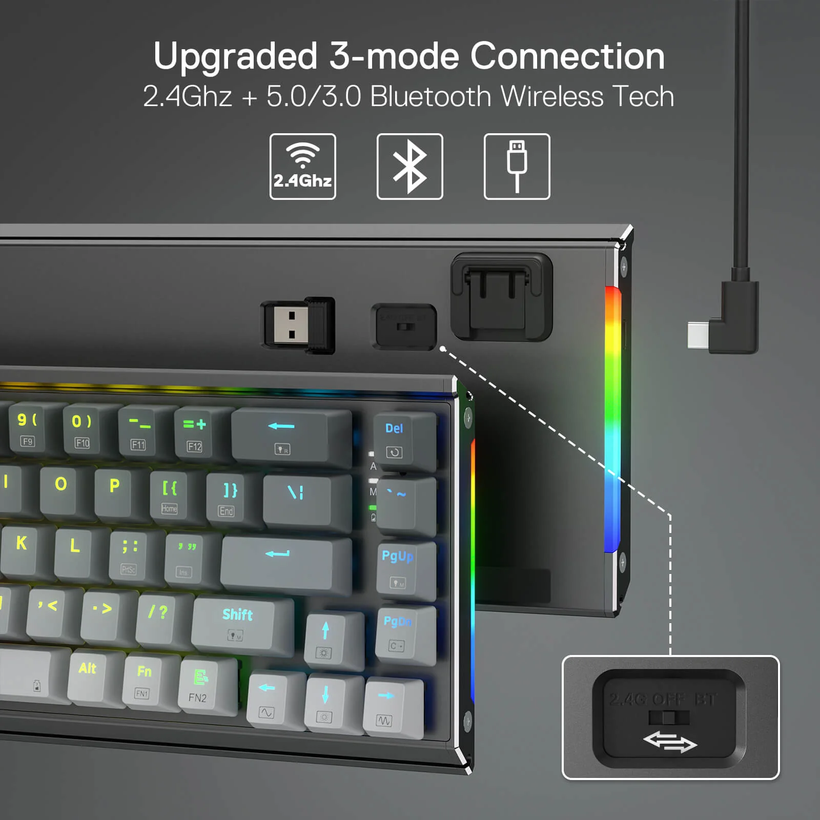 SHACO K641 PRO Wireless Aluminum Keyboard - Image 7