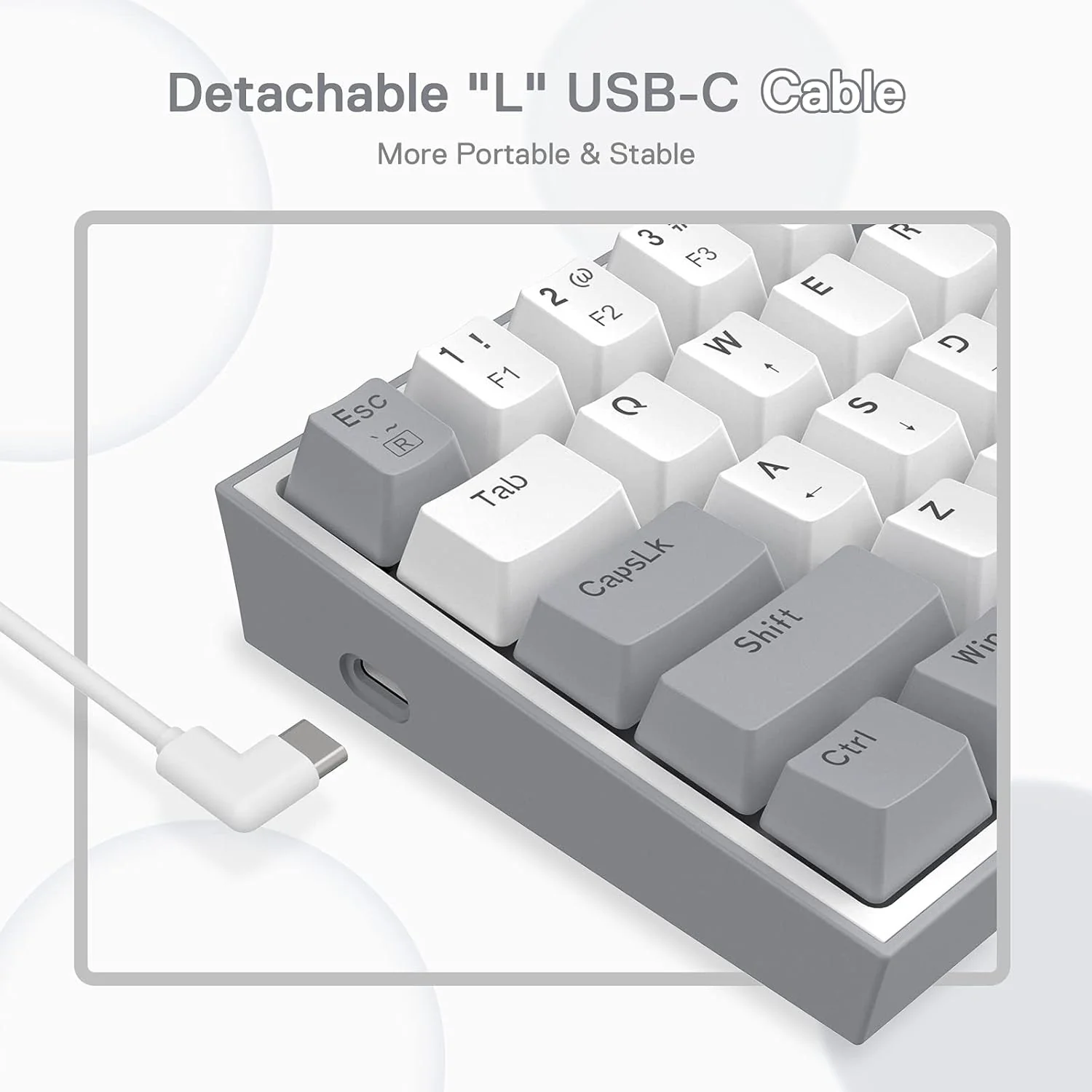 FIZZ K617 60 White & Grey Small Mechanical keyboard - Image 9